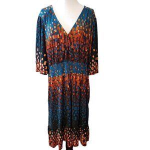 Suzanne Betro Women Midi Sparkle Dress Stretch Waist‎ V-neck  pockets size 3X
